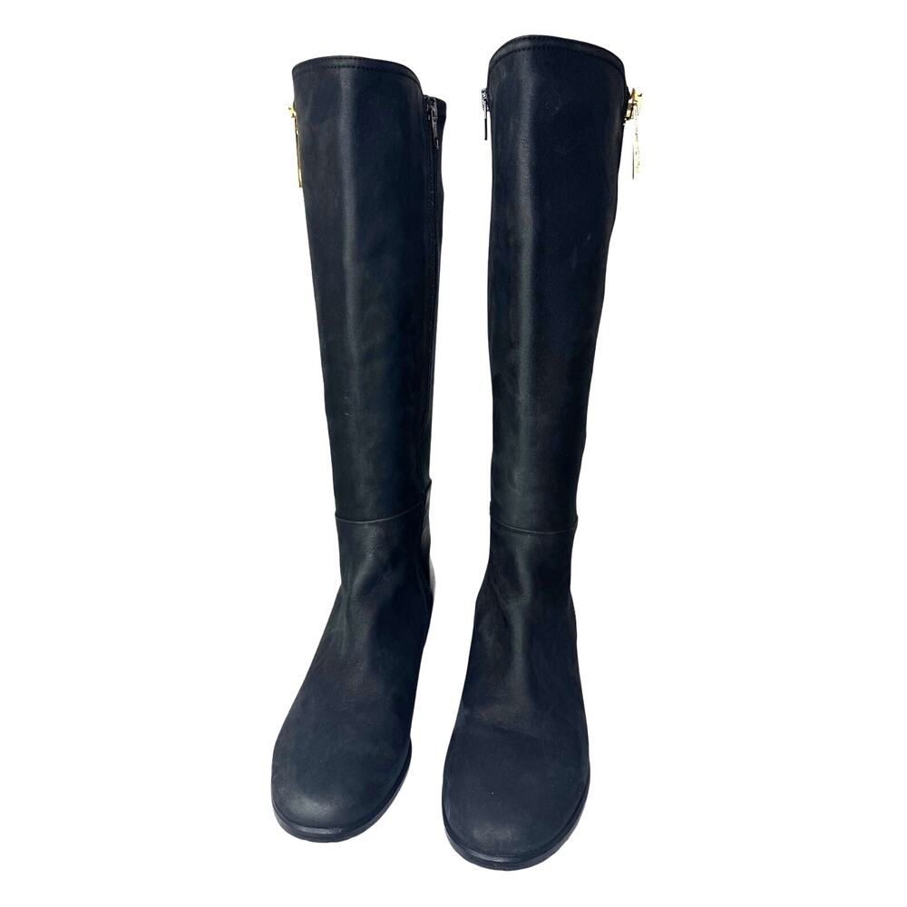 Napoleoni Black Tall Boots Gold Zipper Made in Italy Womens Size 38